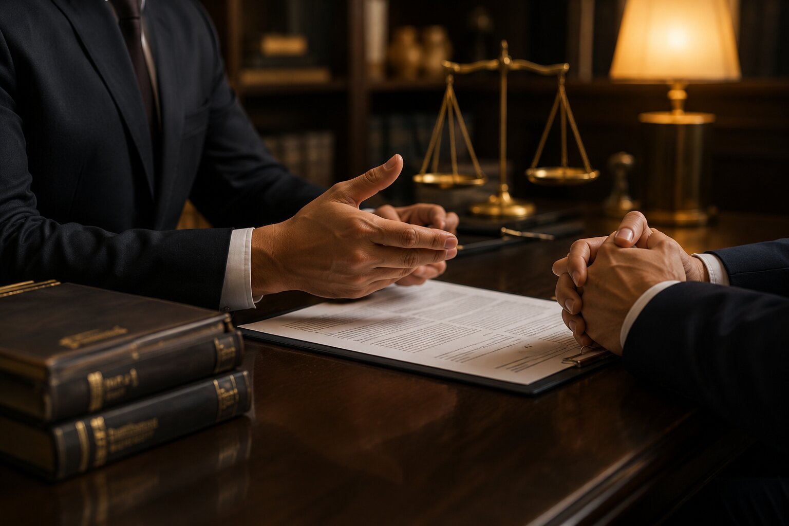 Lawyer in consultation with client