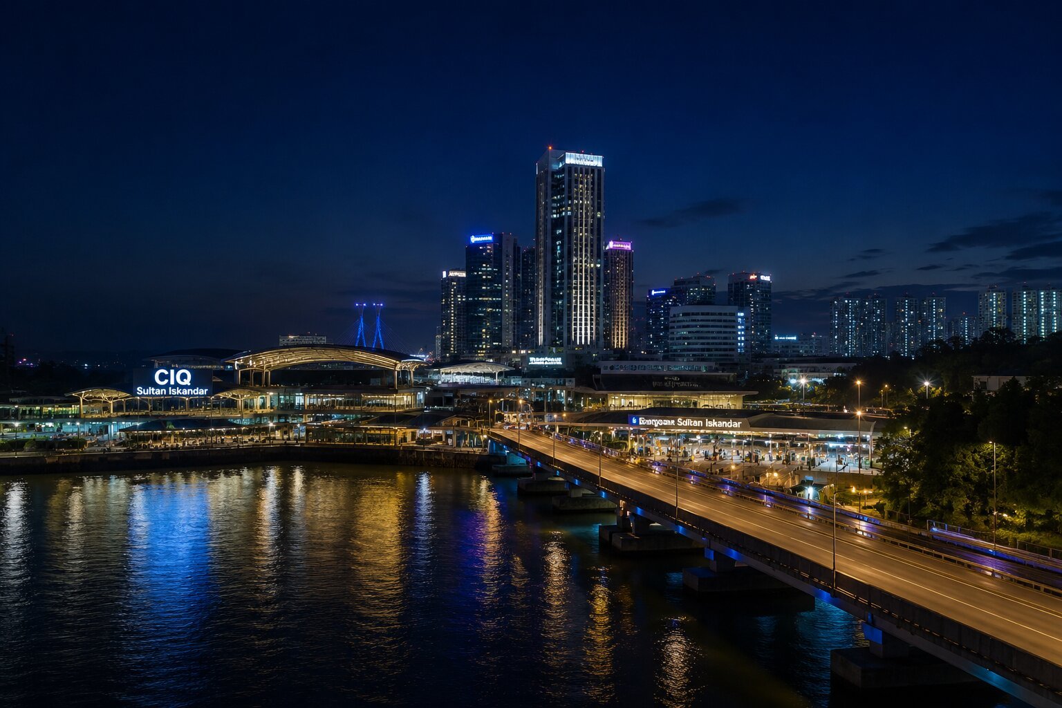 Sultan Iskandar CIQ skyline at night