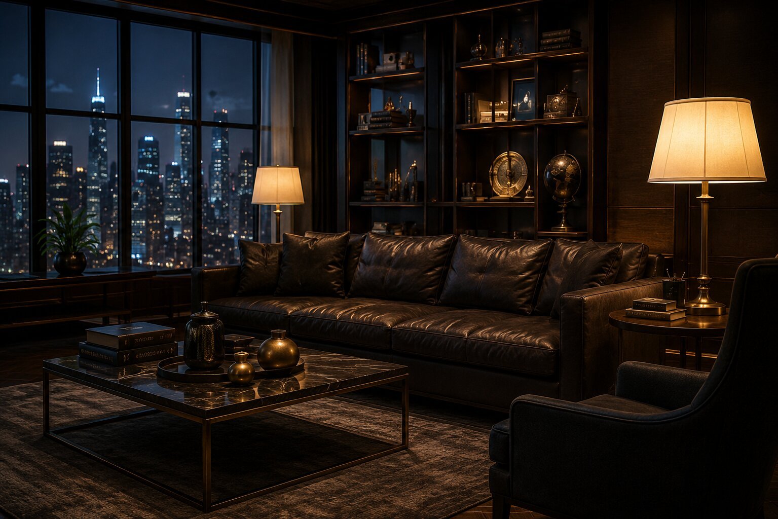 Premium office lounge with city view
